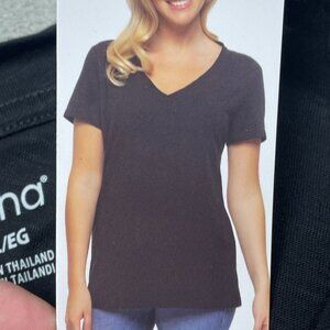 Felina Womens V-Neck Black T-Shirt XL Cotton Blend d0931